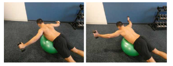 Imagem 10. Exercício em “T” e “Y” para fortalecimento da musculatura periescapular. Fonte: LeVasseur et al., 2021.